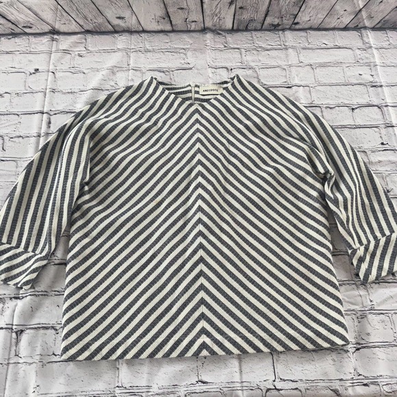 Vintage Anecdote 3/4 Sleeve Striped Womens Blouse Size 38 / 8 Retro - Picture 1 of 6